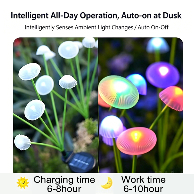 Solar Jellyfish Mushroom Light - Landscape Spike Light review and price