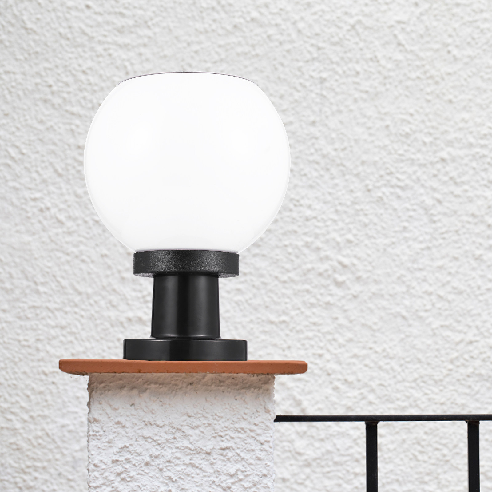 Outdoor Solar Powered Wall Pil - Outdoor Lighting Round review and price