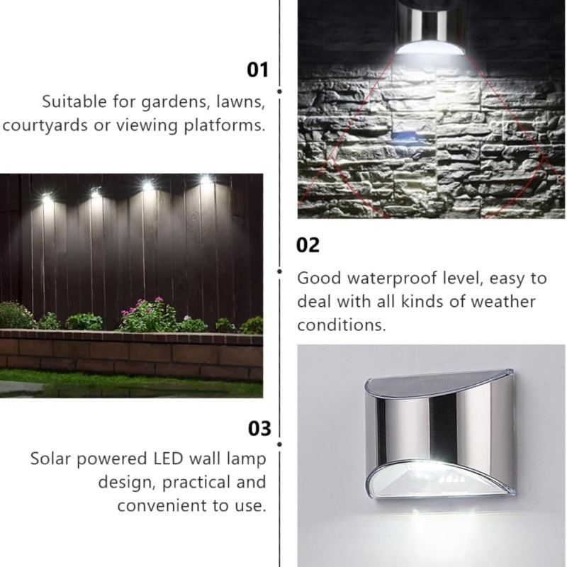 2Pcs Solar Garden Light Stainl - Outdoor Lighting Wall Mount review and price