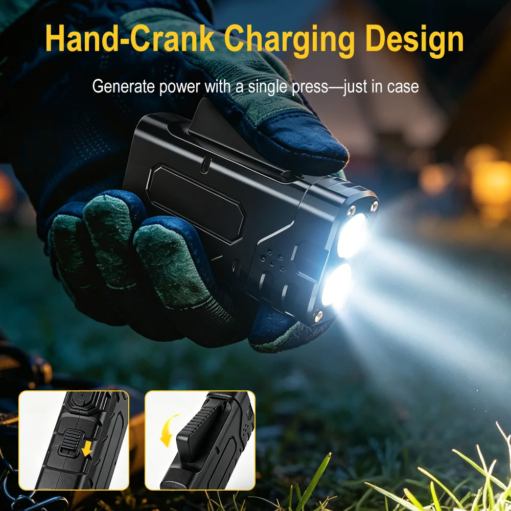 BORUIiT Hand Crank EDC LED Fla - Outdoor Lighting Junction Box review and price