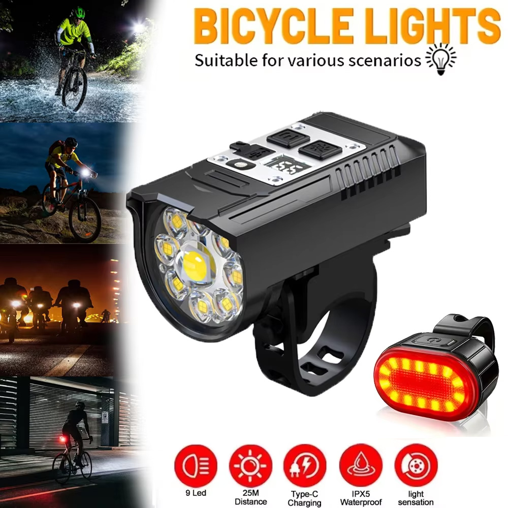 9 LED Bicycle Headlight USB Re - Outdoor Lighting Ideas For Party review and price