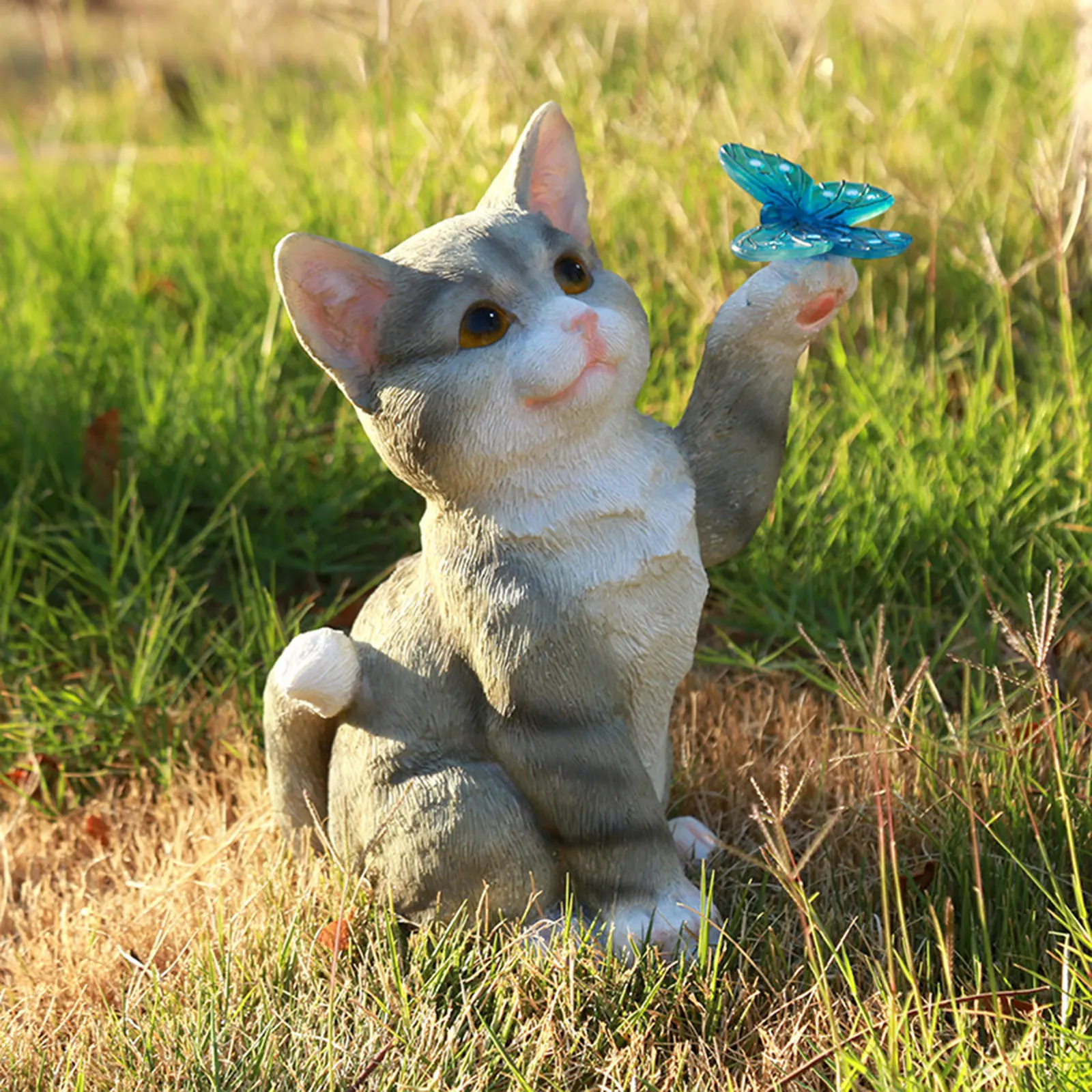 Outdoor Cat Sculpture Figurine - Landscape Spike Light review and price